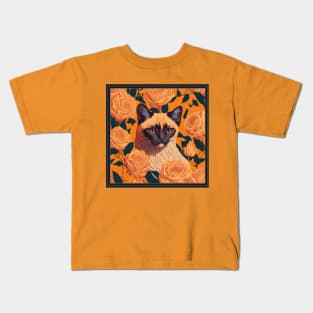 Balinese cat. Style vector (yellow version balinese cat) Kids T-Shirt